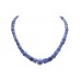 Female String Necklace Semi Precious 1 Line Strand Blue Lapis Lazuli Gem Stones